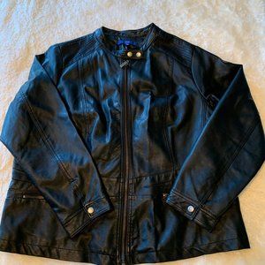 Black plus size faux leather motocycle jacket